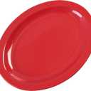 Carlisle FoodService Products Kingline Plastic Oval Platter Oval Tray for Home and Restaurant, Melamine, 12 x 9 Inches, Red