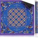 Mahjong Mat with Rules, Blue Purple American Mahjong Mat, 3MM Non-Slip Rubber Noise Reduction Mah Jongg Mat, 32.7x32.7in Rolled No Creases Waterproof Mah Jongg Table Mat for Mah Jong & Card Games