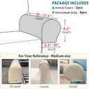 Roytub Stretch Couch Arm Covers, Breathable Armrest Cover for Sofas and Chairs Armrest Cover Keep Home Clean, Scratch-Resistant Sofa Arm Covers Protect and Decorate Your Sofa(Medium, Light Gray, 2PCS) (M - 17.5"(D)  6.3(W)  8.2(H))