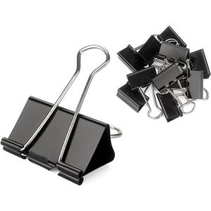 ZZTX Black Binder Clips Paper Clamps Clips Small Size, 1.0 Inches, 36 Pack