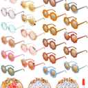 Cindeer 24 Pairs Flower Sunglasses Kids DIY Round Boho Flower Sunglasses Set Includes 100 Pcs Daisy Charm 416 Letter Beads and Glue for Kid Girls Party Favors Gifts Supplies