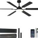 60 Inch Ceiling Fans with Lights, Large Modern Black Ceiling Fan with Light and Remote Control, 6 Double Sided Blades, 6 Speed Reversible Motor, Dimmable LED, Silent Timing, Indoor Outdoor Patio Use