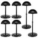 6 Pcs Black Wig Stand, 9.8 to 18.9 Inches Adjustable Height Portable Non Slip Stable for Multiple Wigs Styling Practice Display Drying Travel