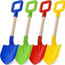 Honoson 4 Pack 16 Long Beach Spades Sand Shovels Toys Gardening Tools Sets Sandbox Sturdy Scoop Durable Wood Handle ABS Plastic Spade for Garden Sand Snow Backyard Summer Favors (Bright Color)