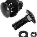 1/4-20 x 1 Carriage Bolt Kit, Stainless Steel 304 Carriage Bolts Screws with Hex Nuts & Flat Washers, Round Head Square Neck, Full Thread, Black Finish, 12 Sets