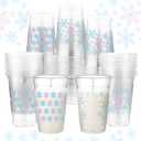 Havawish 100 Pcs Blue Winter Snowflake Plastic Cups 16 oz Disposable Clear Cups Coquette Bow Snowflake Theme Decorations for Birthday Baby Bridal Shower Wedding Xmas Winter Holiday Party Supplies