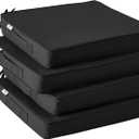 Outdoor Chair Cushions Set of 4,Waterproof Outdoor Seat Cushions for Patio Furniture,Patio Chair Cushion with Handle and Ties, Square Out Door Chair Pads,19" x 19" x 3", Black