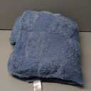 Snuggle Sac Faux Fur Throw Blanket for Couch, Knitted with Microfiber Fancy Yarn Blanket, Cozy Soft Warm Blankets for Sofa, Bedroom, Living Room, Solid Blue, 50x60 inches