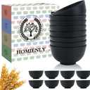 Homienly Wheat Straw Small Bowl Set of 8, Unbreakable Dessert Bowl - 10 OZ, Wheat Straw Mini Bowls for Kitchen, Kids, Microwave and Dishwasher Safe Bowls for Snack, Appetizer, Ice Cream (Black)