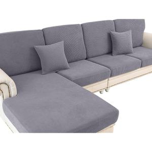 LA MEACK Couch Cushion Covers for Sectional Sofa L Shape Washable Separate Seat Chaise Couch Cover Stretch Sofa Slipcovers with 2 Pcs Pillowcases(3 Seater + 1 Chaise, Light Grey)