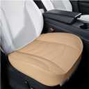 Luxury Faux Leather Car Seat Cover - Anti-Slip Waterproof Drive Seat Cushion Car Front Bottom Seat Cover with Storage Pocket - Universal Full Wrap Seats Protector for Cars SUV Trucks (Beige)