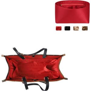 Speedy Neverfull Tote Organizer Insert - Silk Purse Organizer with Zipper, Silky Smooth, 6 Sizes (Slender Medium, Silky Red)