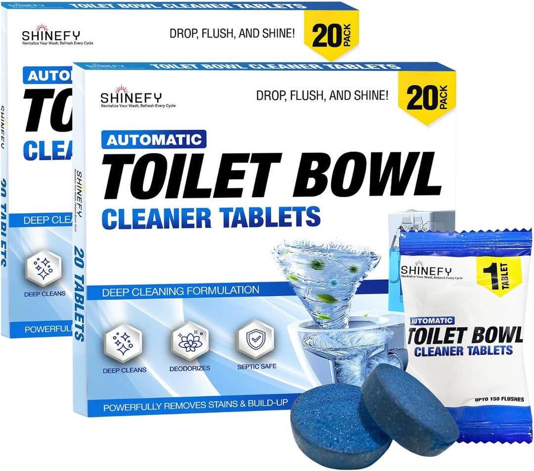 Automatic Toilet Bowl Cleaner Tablets  40 Tabs - Blue Gel Toilet Tank Cleaner, Hard Water Ring Remover, Septic-Safe Heavy-Duty Stain & Smell Eliminator, Toilet Cleaning & Deodorizer (1 Count (Pack of 40))