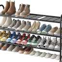 LINZINAR Shoe Rack 3 Tier Long Metal Shoe Organizer for Closet Entryway Black