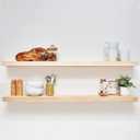 Homeforia 48 inch Natural Floating Shelf, High End Solid Real Wood 48inch Small Floating Shelves for Wall Mounted, Natural Wooden Floating Shelves, Heavy Duty Bracket, 48 X 6.5 X 1.75 in, Set of 2 (Natural Pine - Satin Clear Coat Finish)