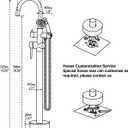 Wowkk Tub Filler Freestanding Bathtub Faucet Brushed Nickel Floor Mounted Brass Bathroom Tub Faucets with Hand Shower