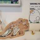 Wooden Dinosaur Piggy Bank for Boys and Girls - Fun Money Saving Dino Piggy Bank for Kids - Perfect for Children and Toddlers of Any Age to Learn About Savings, Responsibility and Long Term Goals