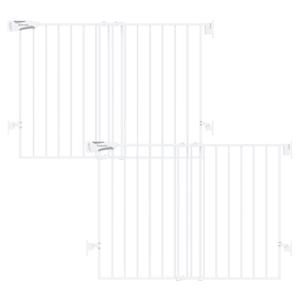 2 x Babelio Baby Gate for Stairs, Kitchen & Doorways, No Bottom Bar| Easy Installation| One-Handed Operation| Auto-Close| Hardware Mount (Drill Needed) Safety Dog Gate (White - 2 Pcs, 26-43" W, 28" H)