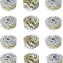 3600 Count Siding Nails 15 Degree 2-1/2 Inch x .092 Inch Collated Wire Coil Full Round Head Ring Shank Hot-Dipped Galvanized
