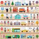 Gemscream 50 Pcs Wooden Community Helpers Wooden Blocks Kids Pretend Toys Multicultural Career Wood Blocks for Preschool Classroom Play Educational Activity Supplies(Classic)