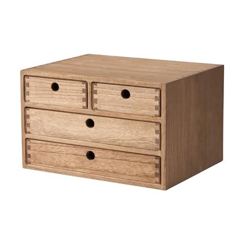 KIRIGEN Wood Desk Organizer with 4 Drawers, Desktop Storage, Brown 34-DBR