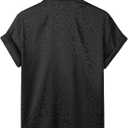 Men's Satin Leopard Print Short Sleeve Button Down Lapel Collar Silk Shirts Top
