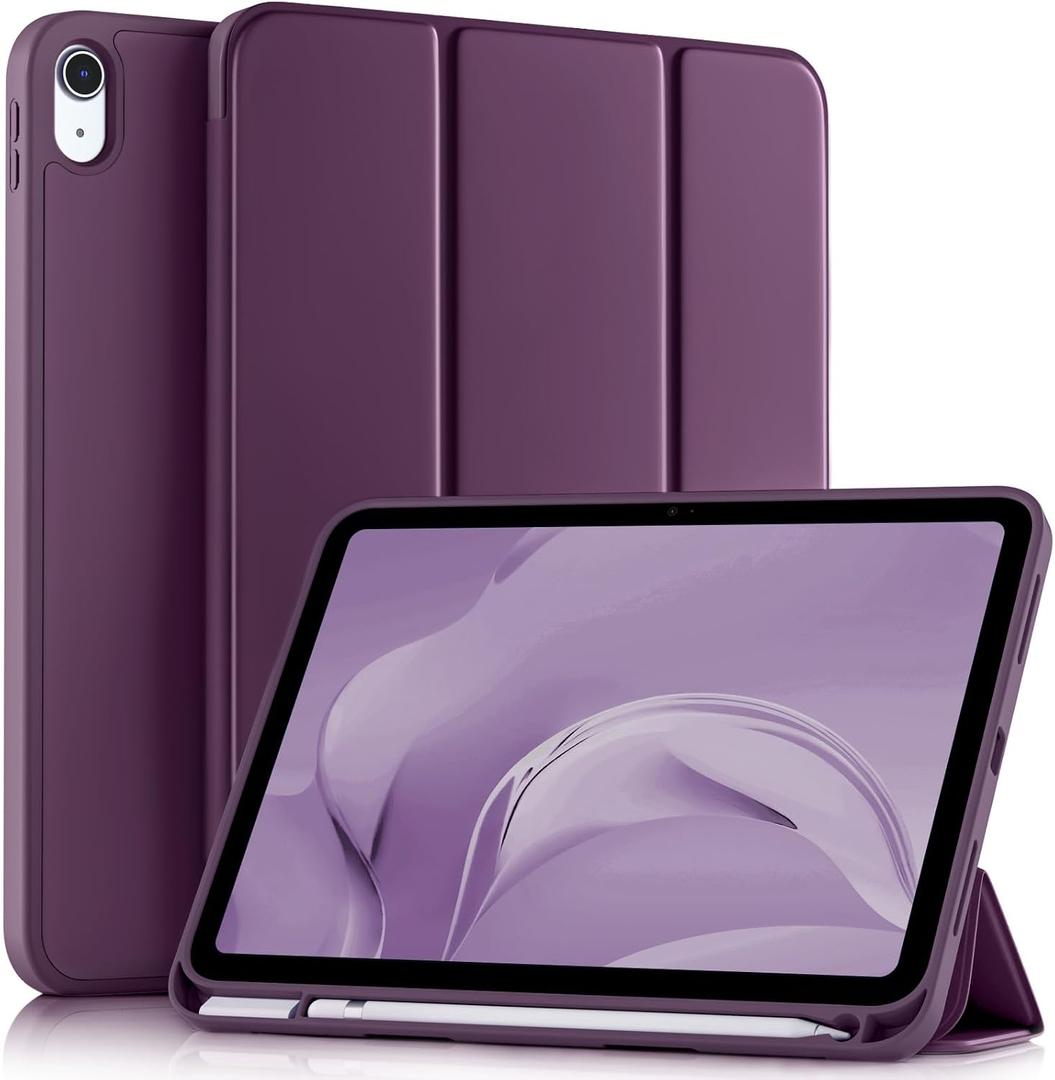 Akkerds Compatible with iPad (A16) 11th Generation Case 11 Inch 2025, for iPad 10th Generation Case 10.9 Inch 2022 with Pencil Holder,Slim Trifold Stand Protective Cover with Soft TPU Back,BerryPurple