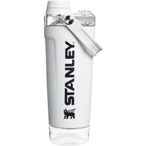 STANLEY Vitalize Shaker Bottle 20 oz | Leakproof Insulated Stainless Steel Shaker Cup | Base Storage and Twist On Fast Flow Lid | Protein Shakes and Pre Workout Powder | BPA-Free | Chalk