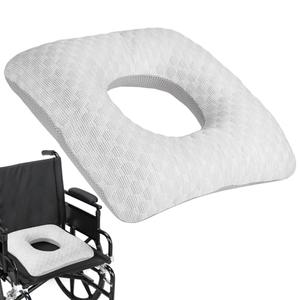Homaisson Large Donut Cushion for Bed Sores, Wheelchair Seat Pad, Pressure Relief Cushion with Hole for Elderly Disabled Paralyzed, Stretch Cotton, Breathable Ice Silk Fabric, Removable Zipper Cover