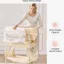 VEVOR Baby Changing Table, Adjustable Height Diaper Change Station with 2 Fabric Drawers, Side Basket and Hanging Rod, Foldable Changing Table with Lockable Wheels and 2 Star Toys, Light Beige