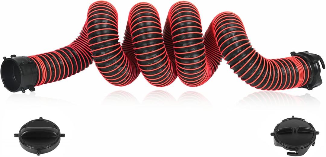 10FT RV Sewer Hose Extension, 24-Mil Heavy Duty TPE Material for Abrasion Resistance and Crush Protection, Camper RV Extension Hose with Pre-Attached Bayonet Fittings, Red