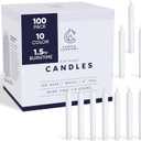 Candle Charisma 100 White Spell Candles - 4" Unscented Paraffin Chime Candles, Smokeless & Dripless, Colored Candles, 1.5 Hours Burn Time 0.4" Thick Taper Candles for Rituals, Witchcraft and Parties (Pack of 100, White - Most Popular)