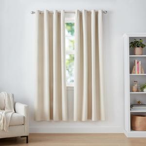 Amazon Basics Room Darkening Blackout Window Curtain with Grommets, Energy Saving, Noise Reducing, 100% Blackout, for Living Room and Bedroom, 52 x 84 inches, Beige, 2 Panels