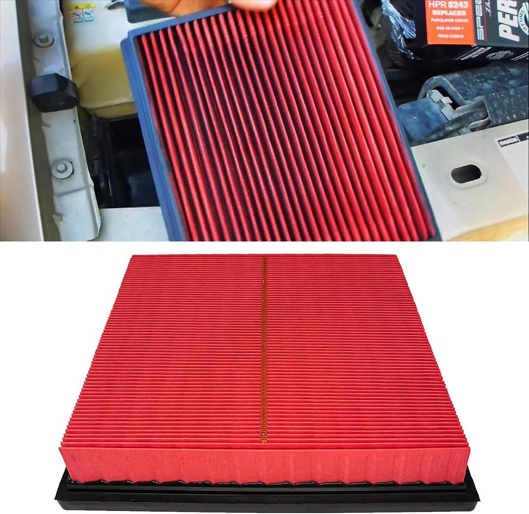 Engine Air Filter Replacement CA12377 for Toyota Camry 2018-2024, RAV4 2019-2024, Avalon 2019-2022, Highlander 2020-2024, Lexus ES350 2019-2024 OE 17801-25020 Flexible Panel Air Filter (Red)