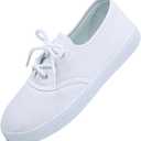 Toddler Kids White Canvas Shoes for Boys Girls Sneakers Slip-on Comfortable Fashion Light Weight Skin-Friendly Causal Running Tennis Shoes (Toddle/Little Kids/Big Kids) (9.5 Toddler, White-lace Up2)