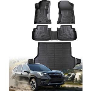 for Subaru Forester Floor Mats 2024 2023 2022 2021 2020 2019, All Weather Trunk Mat Cargo Liner TPE Accessories 2019-2024 (6PCS)