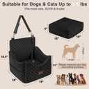 JOEJOY Elevated Dog Car Seat for Small/Medium Dogs up to 35 lbs, Memory Foam Booster Seat with Detachable Washable Cover, Travel-Safe Car Bed with Safety Belts & Storage Pockets, Black