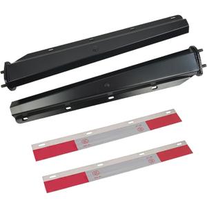 Black Straight Spring Loaded Mud Flap Hanger Set 2.5" Bolt Spacing 30" Length with Aluminum Reflective Tapes fit for Semi Trucks Trailers, 2 pcs
