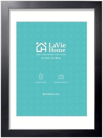 LaVie Home 12x15 Picture Frame Black Poster Frame, Display Pictures 8.5x11 with Mat or 12x15 Without Mat, Stable and Sturdy Frame and Polished Plexiglass, Horizontal and Vertical Format of The Walls