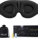 MZOO Sleep Eye Mask for Side Sleeper Men Women, Zero Eye Pressure 3D Sleeping Mask, Light Blocking Patented Design Night Blindfold, Soft Eye Shade Cover for Travel, Black (A-black)