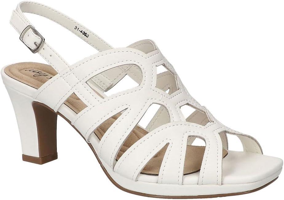Easy Street Women's Jetty Heeled Sandal (White, 6)