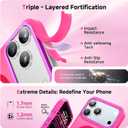 2 x Stronger Magnetic & Shockproof for iPhone 17 Pro Case,Fit for MagSafe, with Screen Protector & Wrist Strap, Military-Grade Drop, Translucent Slim for iPhone 17 Pro Case, Hot Pink