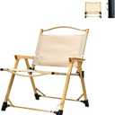 Folding Camping Chair, Outdoor Chair with Wooden Armrests,Folding Chair for Camping, Hiking, Beach, Picnic, Indoor Use（Seat Height: 11.6 in）