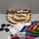 Mepase 8 Pcs Mexican Costume Set Include Mexican Serape Poncho Sombrero Sunglasses Mustache (Adult)
