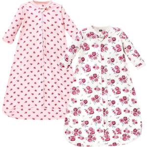 Hudson Baby Unisex Baby Cotton Long-Sleeve Wearable Sleeping Bag, Sack, Blanket, Rose, 0-3 Months