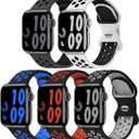 5 Pack Sport Bands Compatible with Apple Watch Band 44mm 45mm 46mm 42mm 41mm 40mm 38mm 49mm for Men Women, Breathable Silicone Wrist Strap for iWatch Series 11 10 9 8 7 6 5 4 3 2 1 SE3 2 1 Ultra3 2 1 (Anthracite Black/White Black/Black Blue/Black Red/Black Gray)