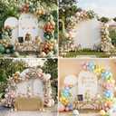 Arch Backdrop Stand with Cover Set, 7.2FT,6.6FT,6FT Gold Metal Wedding Arch for Ceremony, Heavy Duty Balloon Arch Stand with White Spandex Cover for Birthday Party, Baby Shower, Graduation