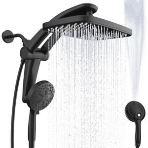 Rain Shower Head with Handheld High Pressure rainfall Shower Heads with Handheld Spray Combo Adjustable one-piece stand daul shower head Built-in Magnetic Docking and Power Jets