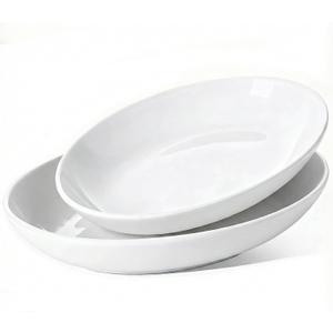 Oval Serving Platters Set of 2 (14" & 12"), Large Deep Ceramic Serving Dishes for Entertaining, Turkey, Fish, Salad, Oven Safe White Porcelain Serving Plates