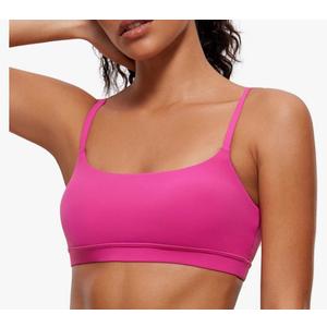 CRZ YOGA Butterluxe Adjustable Spaghetti Strap Sports Bras for Women - Scoop Neck Wireless Padded Yoga Workout Crop Top, M